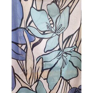 Sheer Bold Scarf Blue Flowers Spring Summer Accent Gift for Mom Made in Italy